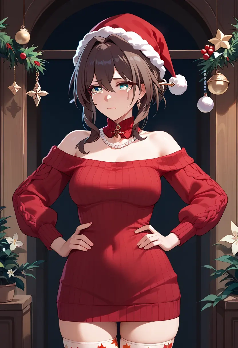 star rail,ruan mei,Christmas,sweater dress,stockings  - 